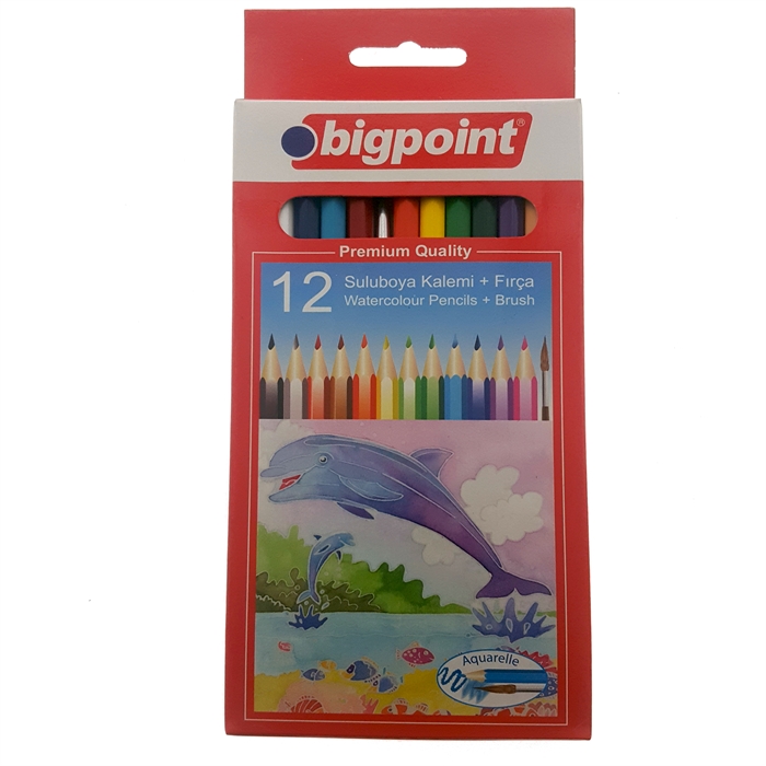 Bigpoint 944 Suluboya Kalemi 12 Renk + Fırça